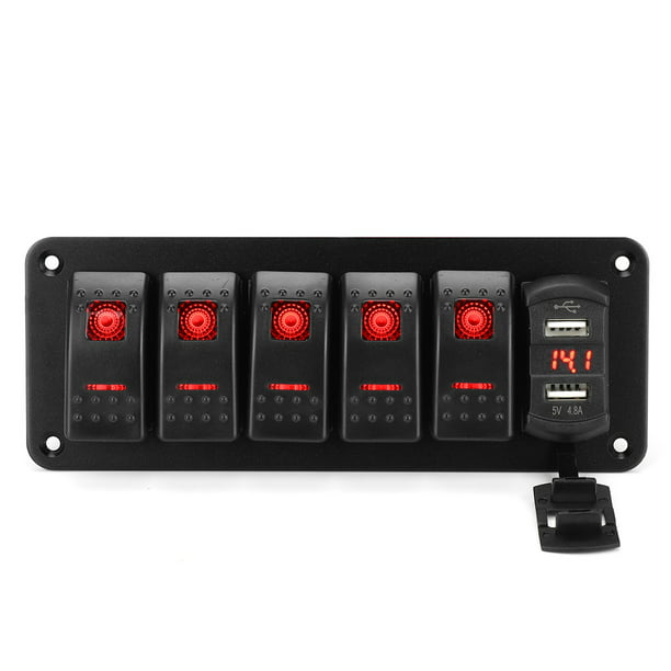 4-Gang Waterproof control panel switch resistance 12V Red LED For RV Marine Boat